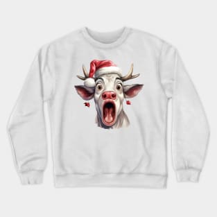 Funny Christmas Cow Face Crewneck Sweatshirt